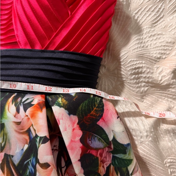 Prom-Bridesmaid-Formal Gown Size 14 Paris Mon Cheri brand Pink Floral Strapless - Picture 9 of 10